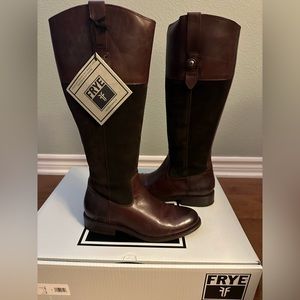 NEW Frye Boots, Gorgeous, Chocolate Brown, Leather and Suede, Size 8